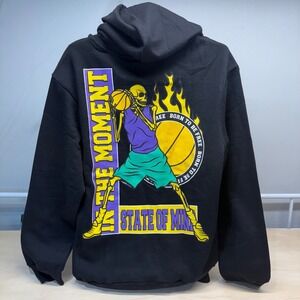 Chemistry Mens Basketball Skeleton Fire Graphic Hoodie Black Small NEW